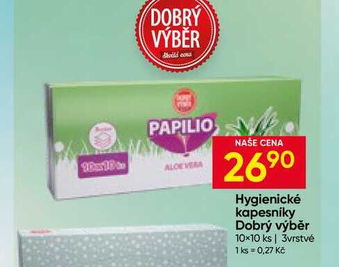 PAPILIO Hygienické kapesníky 10×10 ks 3vrstvé Hruška