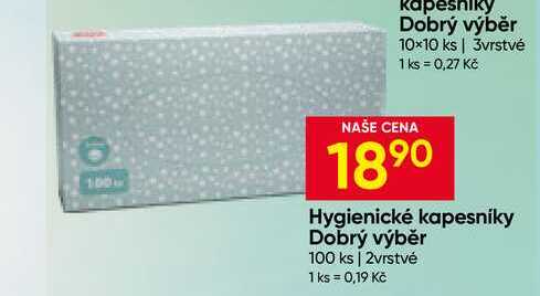 Hygienické kapesníky Dobrý výběr 100 ks 2vrstvé Hruška