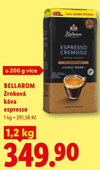 BELLAROM Zrnková káva espresso, 1,2 kg v akci