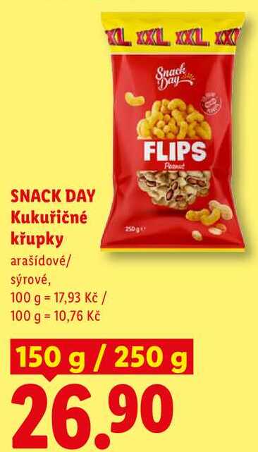 SNACK DAY Kukuřičné křupky, 150 g/250 g
