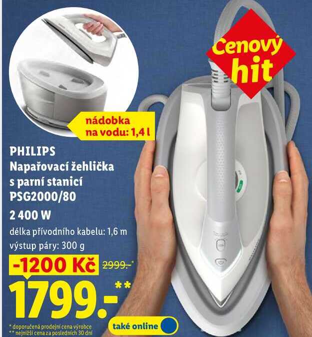 PHILIPS Napařovací žehlička s parní stanicí PSG2000/80 2400 W