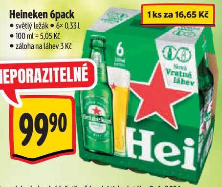 Heineken 6pack, 6x 0,33 l