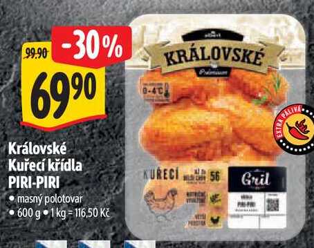 Královské Kuřecí křídla PIRI-PIRI, 600 g