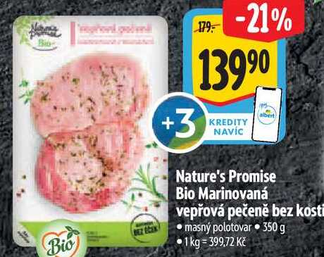 Nature's Promise Bio Marinovaná vepřová pečeně bez kosti, 350 g