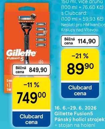Gillette Fusion5 Pánský holicí strojek + stojan na holení Tesco