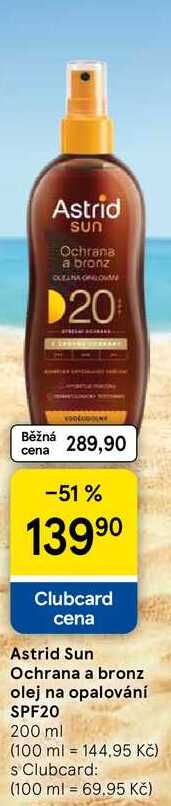 Astrid Sun Ochrana a bronz olej na opalování SPF20, 200 ml Tesco