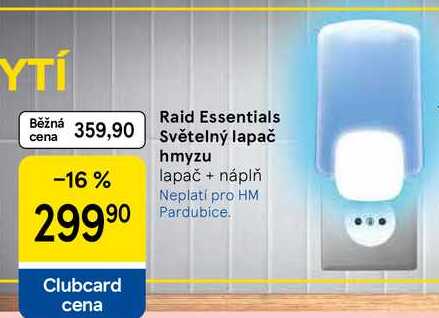 Raid Essentials Světelný lapač hmyzu, lapač + náplň Tesco