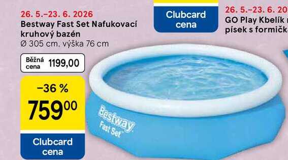 Bestway Fast Set Nafukovací kruhový bazén Ø 305 cm, výška 76 cm Tesco