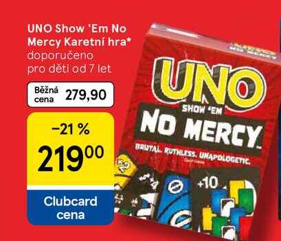 UNO Show 'Em No Mercy Karetní hra, doporučeno pro děti od 7 let