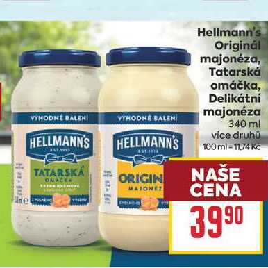Hellmann's Originál majonéza, Tatarská omáčka 340ml