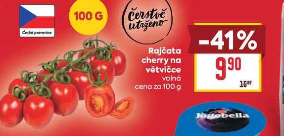 Rajčata cherry na větvičce volná cena za 100 g