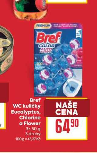 Bref WC kuličky Eucalyptus, Chlorine a Flower 3× 50 g BILLA