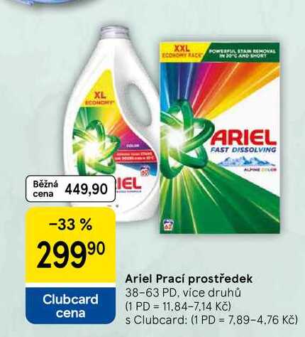 Ariel Prací prostředek, 38-63 PD, více druhů Tesco
