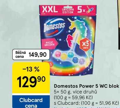 Domestos Power 5 WC blok, 5x 50 g. více druhů Tesco
