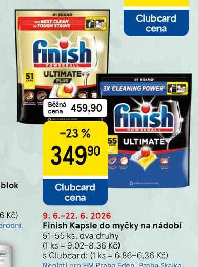 Finish Kapsle do myčky na nádobí, 51-55 ks, dva druhy Tesco