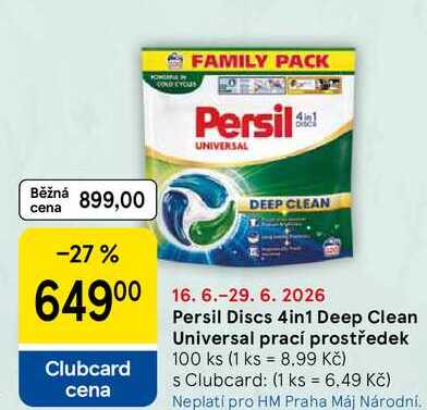 Persil Discs 4in1 Deep Clean Universal prací prostředek, 100 ks 