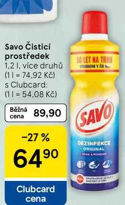 Savo Čisticí prostředek, 1.2 I, více druhů