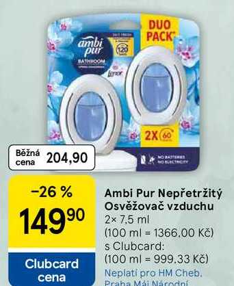 Ambi Pur Nepřetržitý Osvěžovač vzduchu, 2x 7,5 ml Tesco