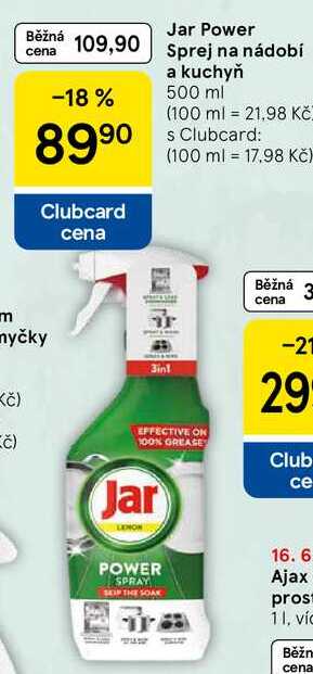 Jar Power Sprej na nádobí a kuchyň, 500 ml Tesco