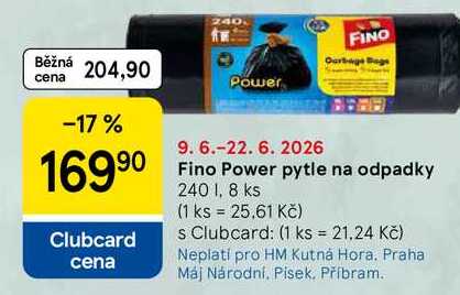 Fino Power pytle na odpadky, 240 l,8 ks Tesco