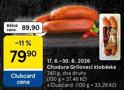 Chodura Grilovací klobáska, 240 g