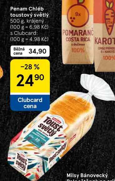 Penam Chléb toustový světlý, 500 g, krájený