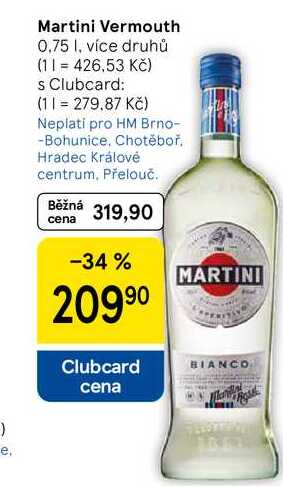 Martini Vermouth, 0.75 l, více druhů 