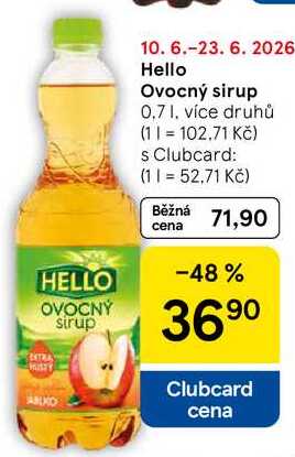 Hello Ovocný sirup, 0,7 l, více druhů