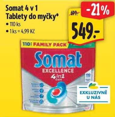 Somat 4 v 1 Tablety do myčky, 110 ks Albert