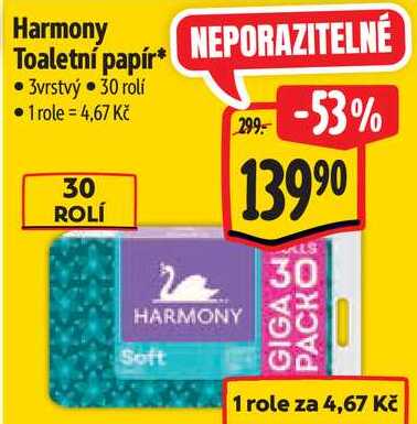 Harmony Toaletní papír, 30 rolí Albert