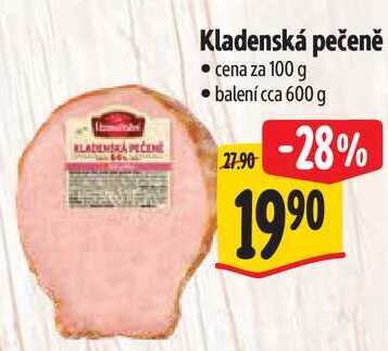 Kladenská pečeně, cena za 100 g 