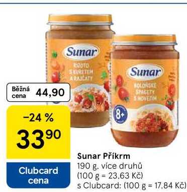 Sunar Příkrm, 190 g Tesco