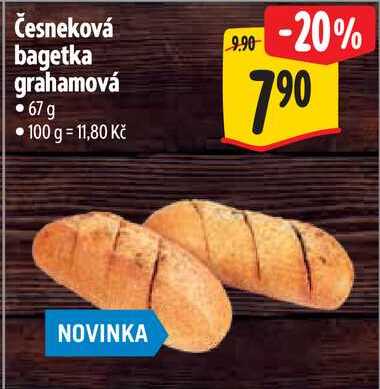 Česneková bagetka grahamová, 67 g