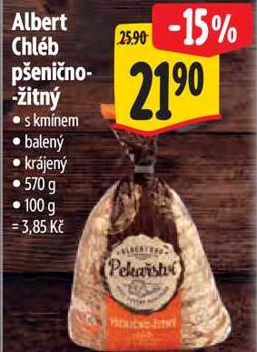 Albert Chléb pšenično-žitný s kmínem, 570 g