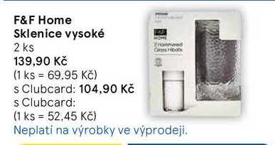 F&F Home Sklenice vysoké, 2 ks