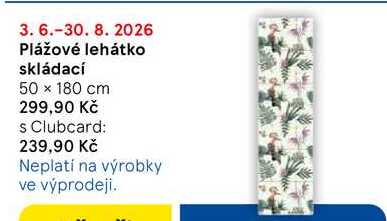 Plážové lehátko skládací, 50 x 180 cm Tesco