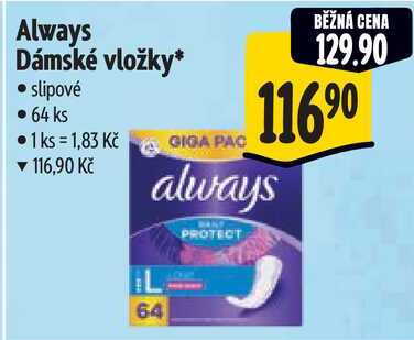 Always Dámské vložky, 64 ks Albert