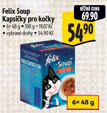 Felix Soup Kapsičky pro kočky, 6x 48 g