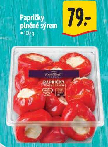 Papričky plněné sýrem, 100 g