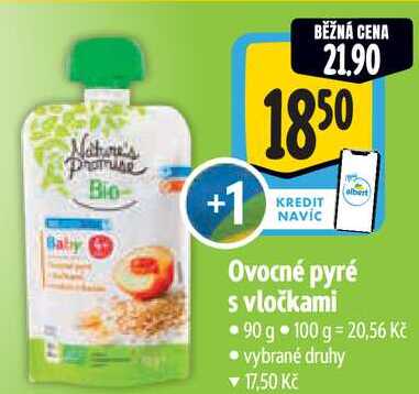 Ovocné pyré s vločkami, 90 g Albert
