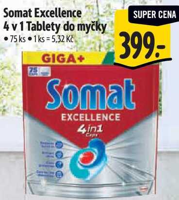 Somat Excellence 4 v 1 Tablety do myčky, 75 ks Albert
