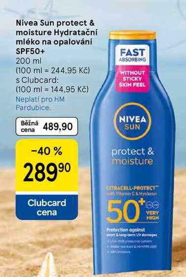Nivea Sun protect & moisture Hydratační mléko na opalování SPF50+, 200 ml Tesco