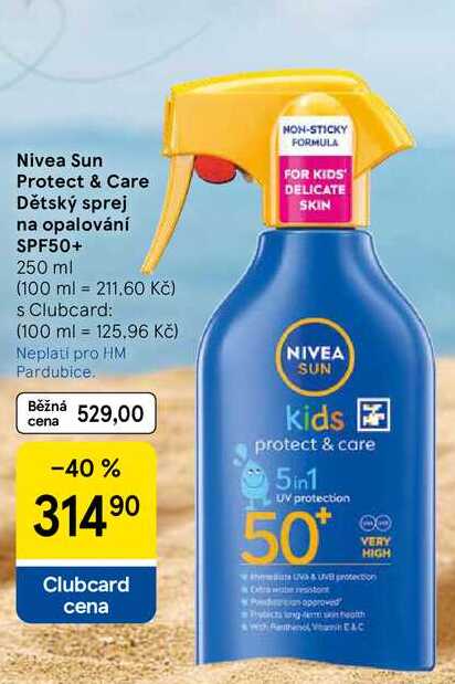 Nivea Sun Protect & Care Dětský sprej na opalování SPF50+, 250 ml Tesco