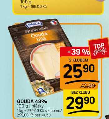 GOUDA 48% 100 g | plátky